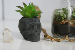 Faceted Concrete Skull Planter | Candleholder. Product thumbnail image