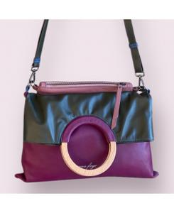 Mhaire Bag  Berry  forest green and powder  pink. Product thumbnail image